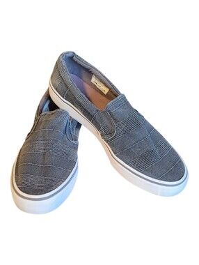 KEDS Womens 10 Jump Kick Stiped Slip On Charcoal Sneakers